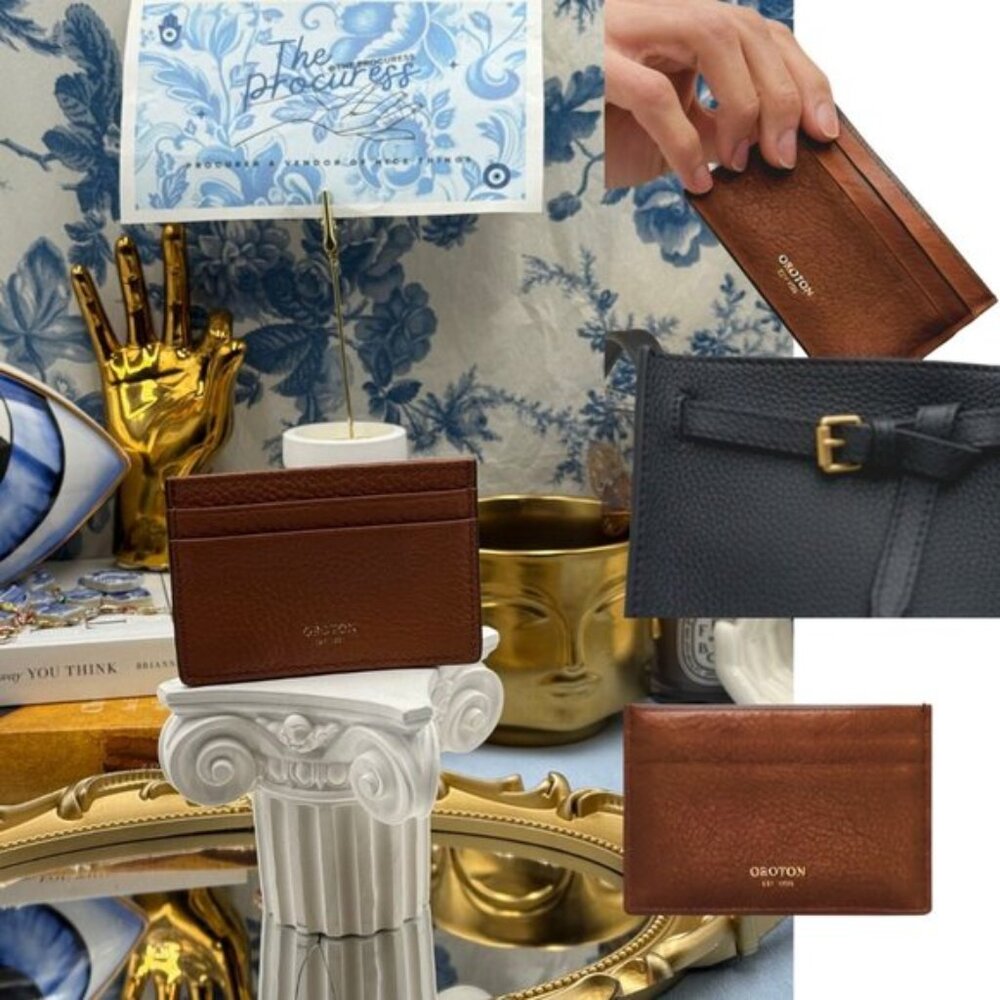 🆕 OROTON 🧿 NWOT Margot Card Sleeve, Whiskey Leather Cardholder